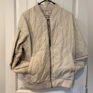 Nike Women's Beige Quilted Bomber Jacket